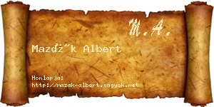 Mazák Albert névjegykártya